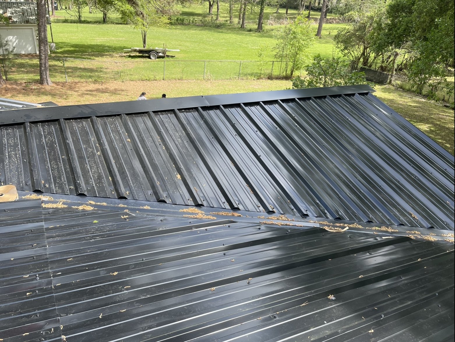 Standing seam metal roof installation on Louisiana residential property